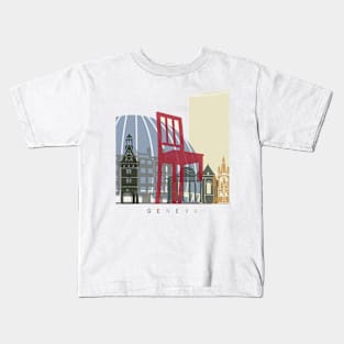 Geneva skyline poster Kids T-Shirt